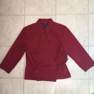 Ann Taylor Red Wrap Blouse